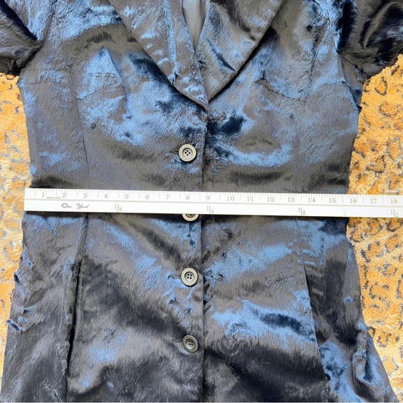 90s Vintage Faux Fur Long Black Coat GEORGIOU Studio - Picture 8 of 12